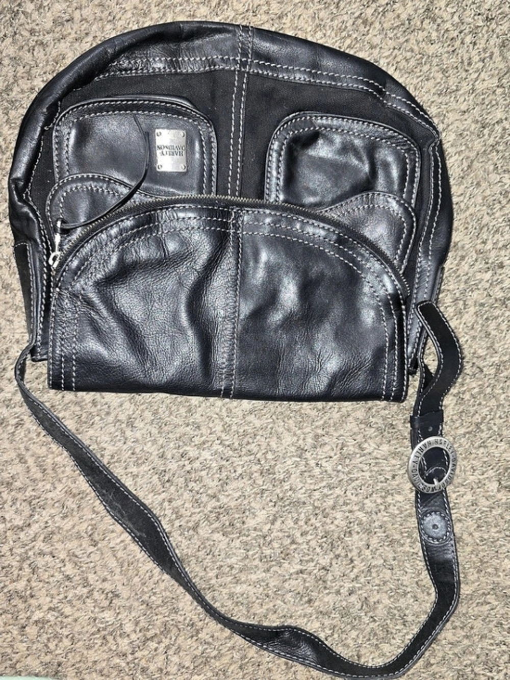 Harveys Black Leather Crossbody Bag